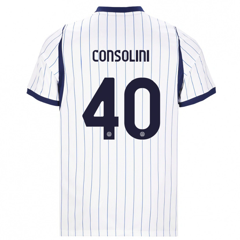 Danxen Criança Camisola Lidia Consolini #40 Branco Azul Marinho Alternativa 2026/27 Camisa