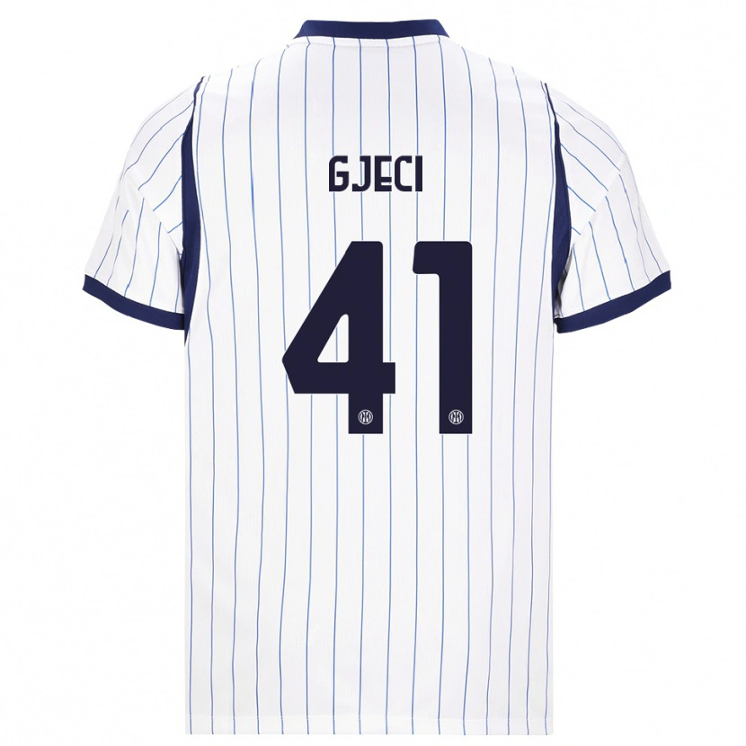 Danxen Criança Camisola Delis Gjeci #41 Branco Azul Marinho Alternativa 2026/27 Camisa