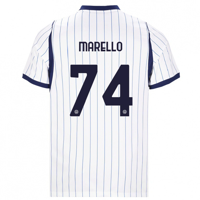 Danxen Criança Camisola Mattia Marello #74 Branco Azul Marinho Alternativa 2026/27 Camisa