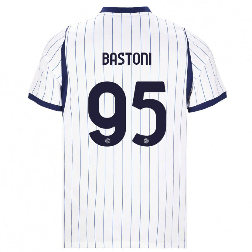 Danxen Criança Camisola Alessandro Bastoni #95 Branco Azul Marinho Alternativa 2026/27 Camisa