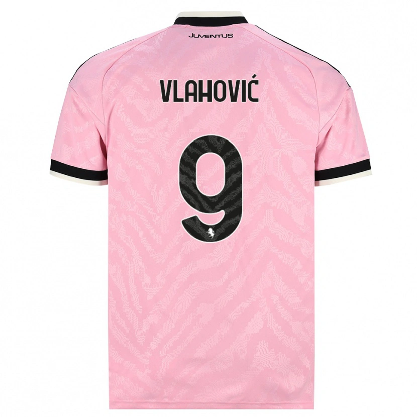 Danxen Criança Camisola Dusan Vlahovic #9 Preto Rosa Alternativa 2026/27 Camisa