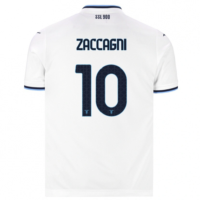 Danxen Criança Camisola Mattia Zaccagni #10 Branco Azul Marinho Alternativa 2026/27 Camisa