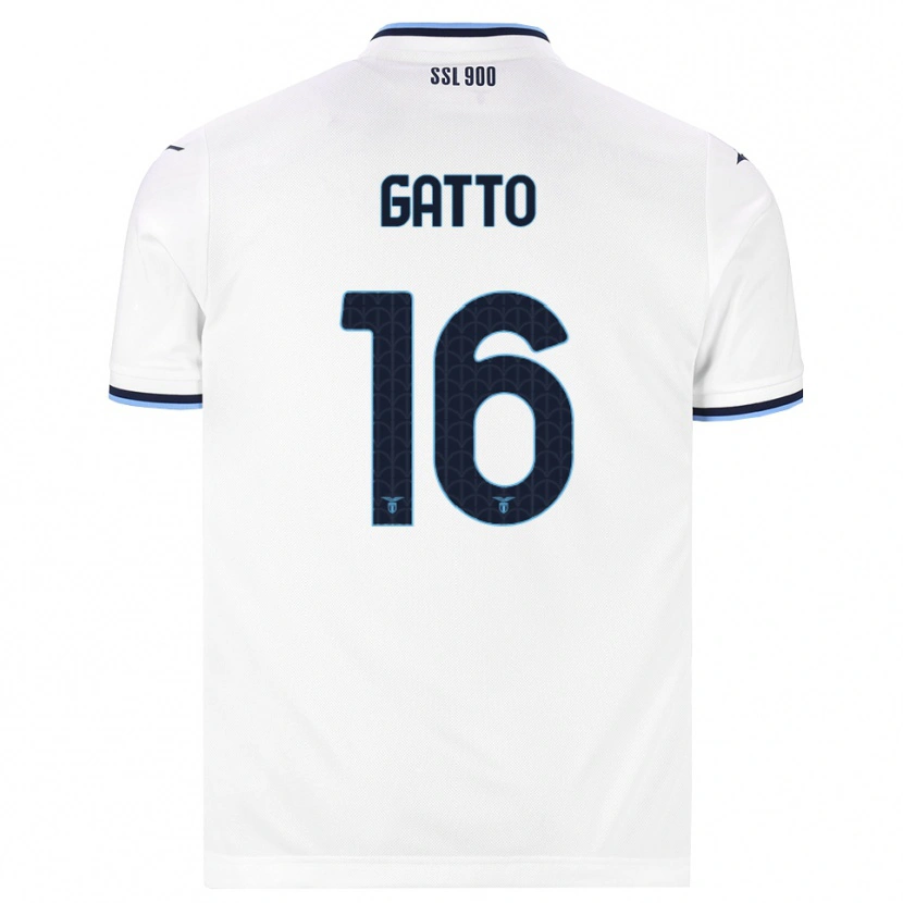 Danxen Criança Camisola Francesco Gatto #16 Branco Azul Marinho Alternativa 2026/27 Camisa