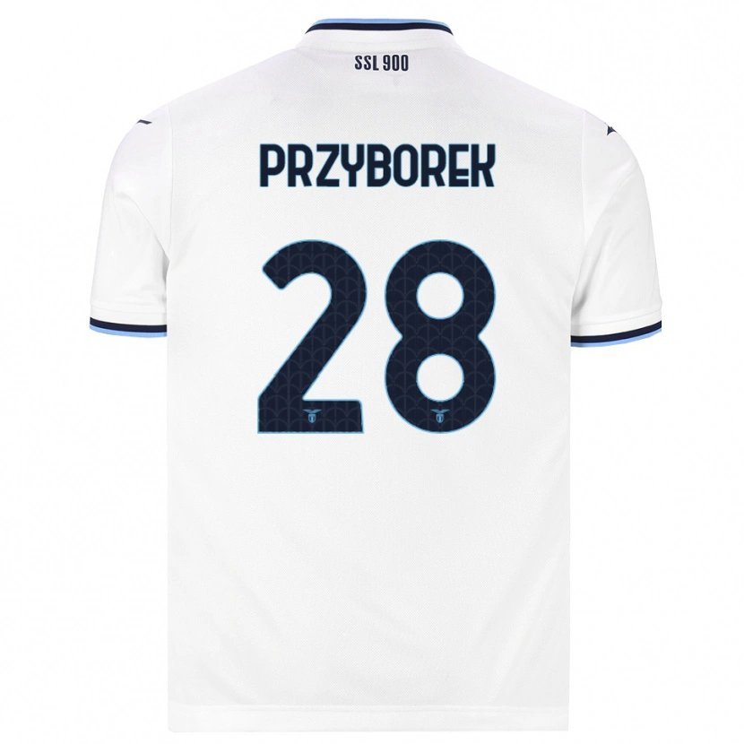 Danxen Criança Camisola Adrian Przyborek #28 Branco Azul Marinho Alternativa 2026/27 Camisa
