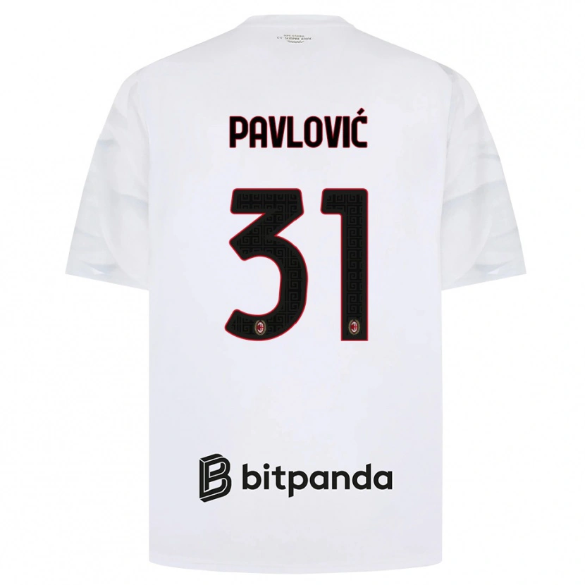 Danxen Criança Camisola Strahinja Pavlović #31 Branco Vermelho Preto Alternativa 2026/27 Camisa