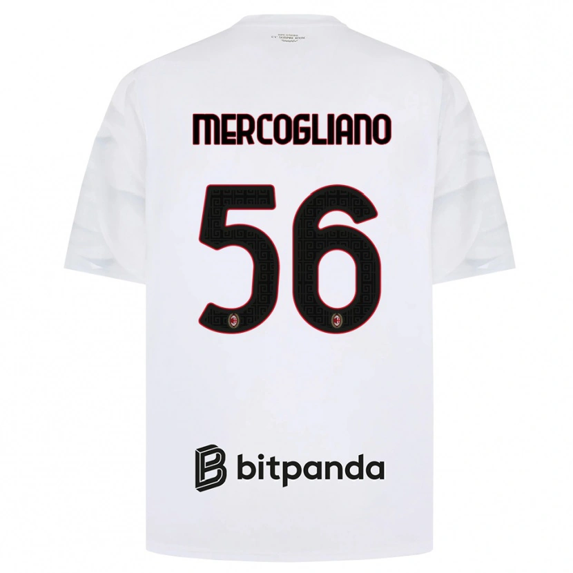 Danxen Criança Camisola Mattia Mercogliano #56 Branco Vermelho Preto Alternativa 2026/27 Camisa