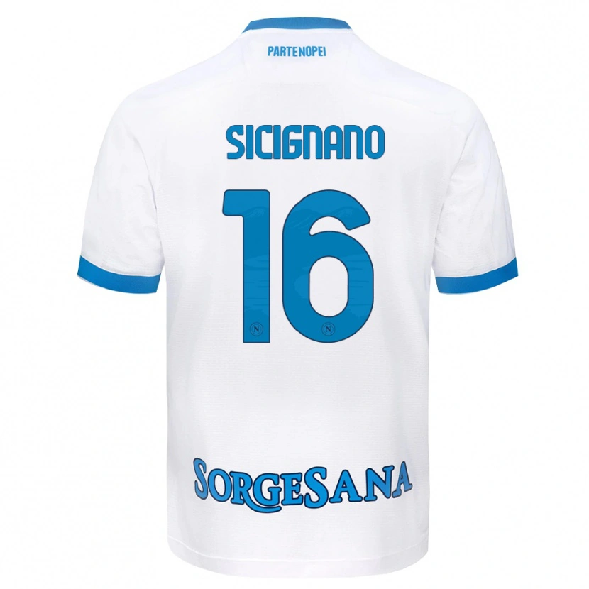 Danxen Criança Camisola Luigi Sicignano #16 Azul Celeste Branco Alternativa 2026/27 Camisa