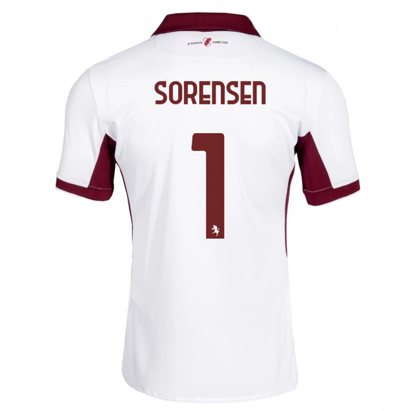 Danxen Criança Camisola Ben Sørensen #1 Bordô Branco Vermelho Alternativa 2026/27 Camisa