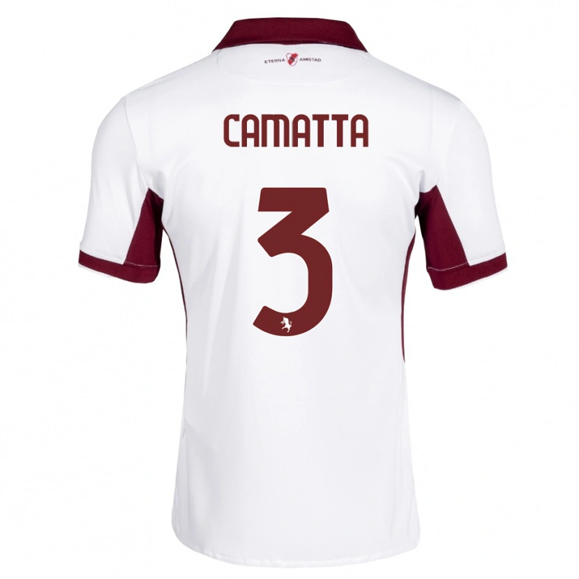 Danxen Criança Camisola Alessandro Camatta #3 Bordô Branco Vermelho Alternativa 2026/27 Camisa