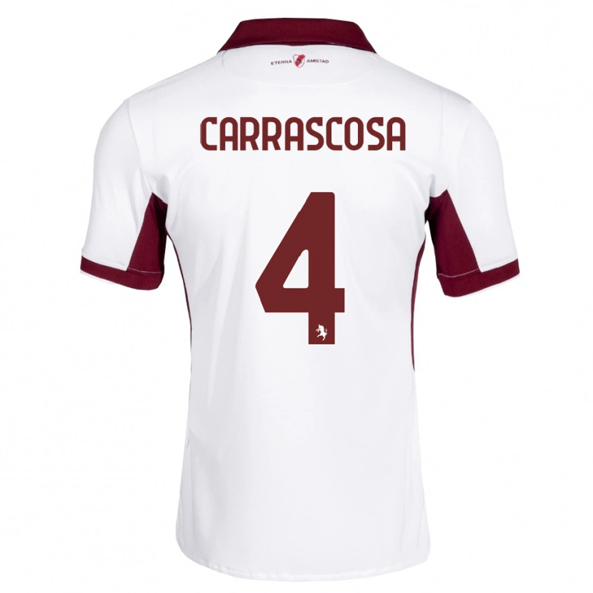 Danxen Criança Camisola Manuel Carrascosa #4 Bordô Branco Vermelho Alternativa 2026/27 Camisa