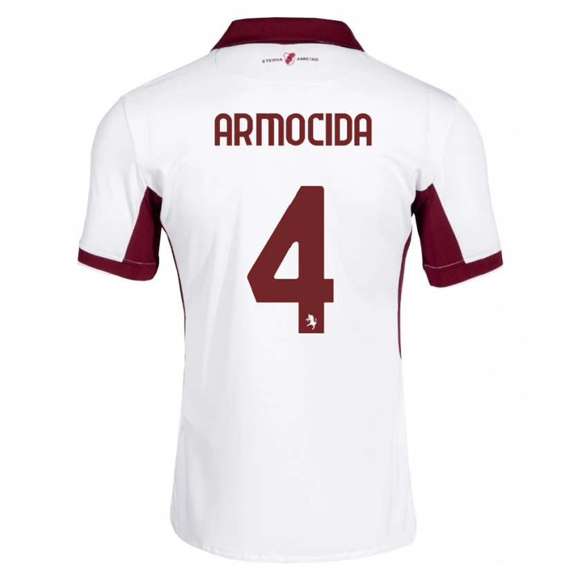 Danxen Criança Camisola Simone Armocida #4 Bordô Branco Vermelho Alternativa 2026/27 Camisa