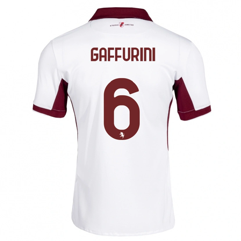 Danxen Criança Camisola Davide Gaffurini #6 Bordô Branco Vermelho Alternativa 2026/27 Camisa