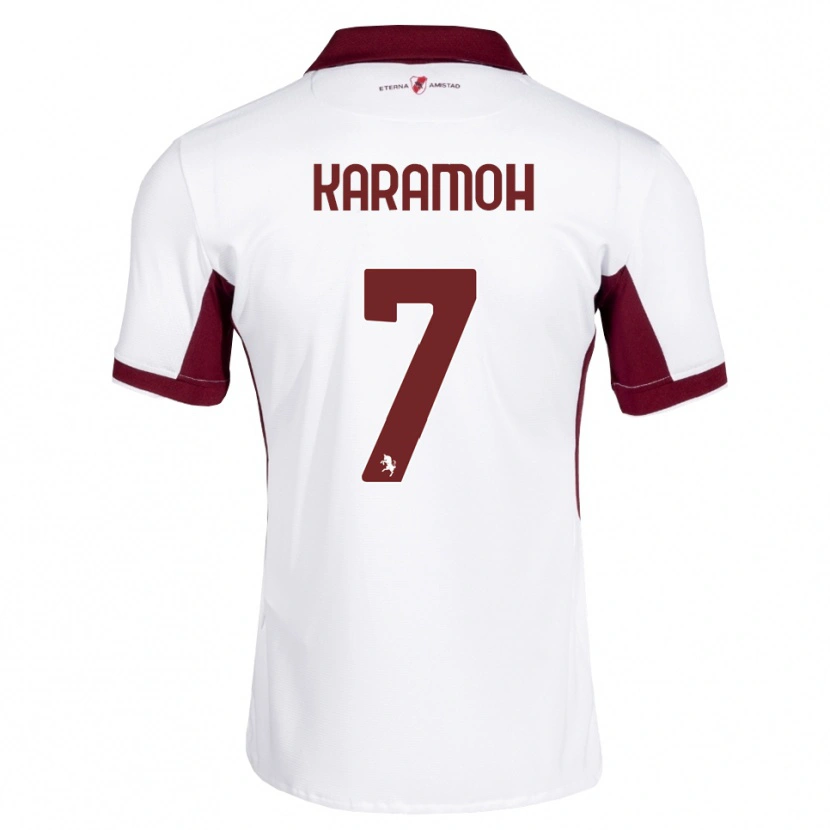 Danxen Criança Camisola Yann Karamoh #7 Bordô Branco Vermelho Alternativa 2026/27 Camisa