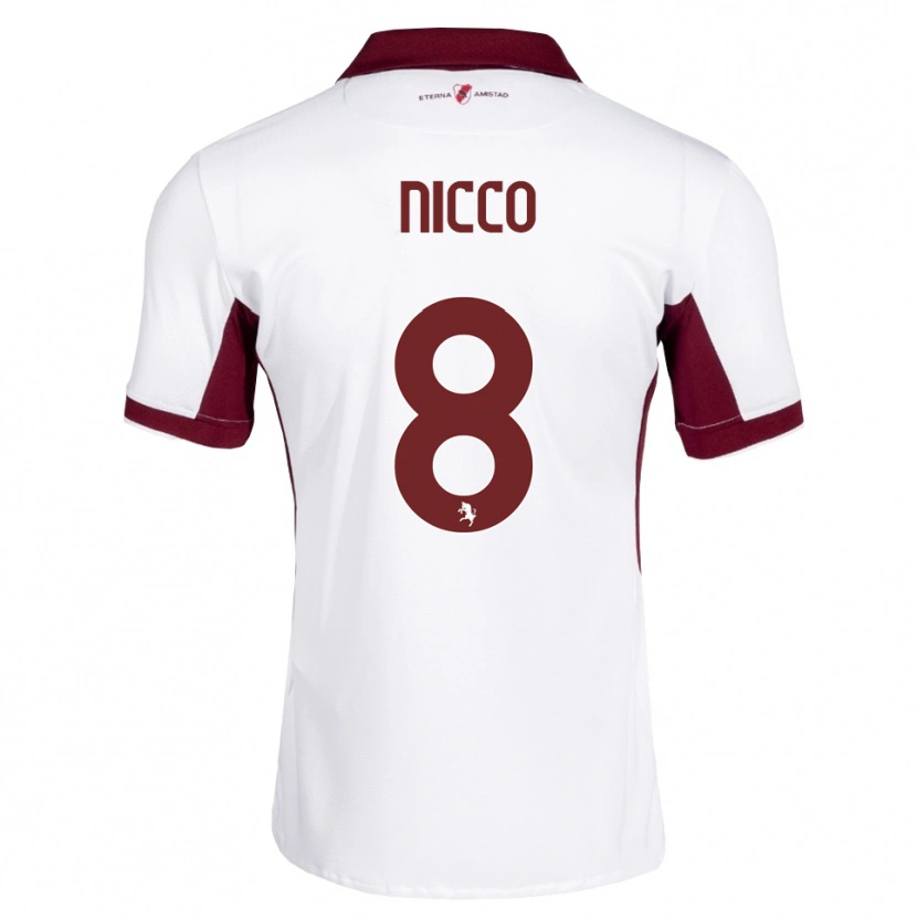 Danxen Criança Camisola Giada Nicco #8 Bordô Branco Vermelho Alternativa 2026/27 Camisa
