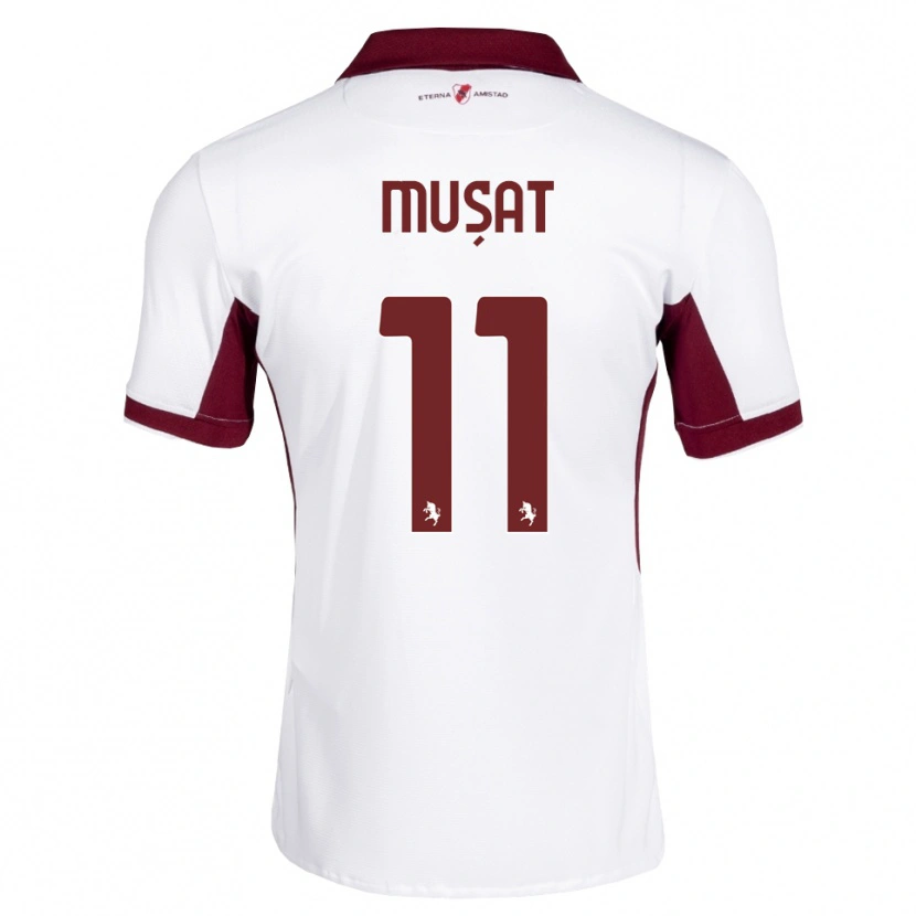 Danxen Criança Camisola Nicolas Mușat #11 Bordô Branco Vermelho Alternativa 2026/27 Camisa