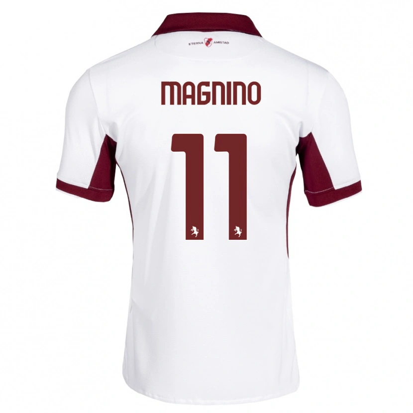 Danxen Criança Camisola Emanuele Magnino #11 Bordô Branco Vermelho Alternativa 2026/27 Camisa