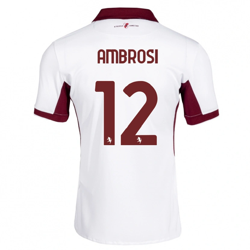 Danxen Criança Camisola Martina Ambrosi #12 Bordô Branco Vermelho Alternativa 2026/27 Camisa