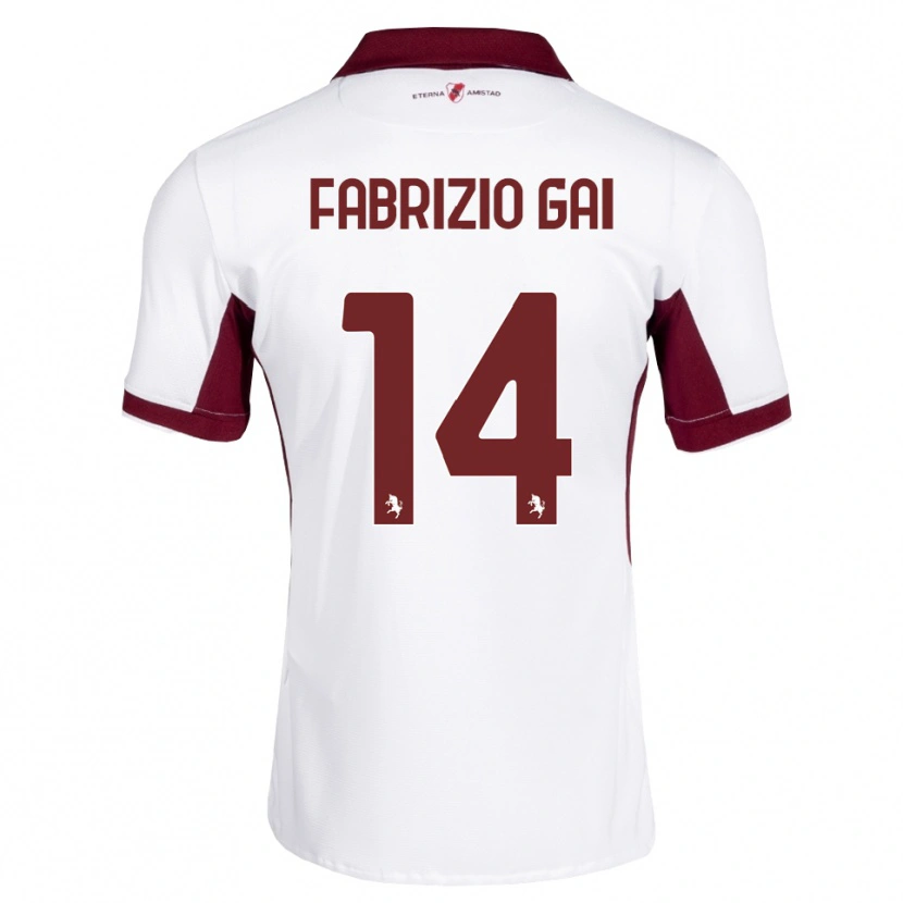 Danxen Criança Camisola Fabrizio Gai #14 Bordô Branco Vermelho Alternativa 2026/27 Camisa
