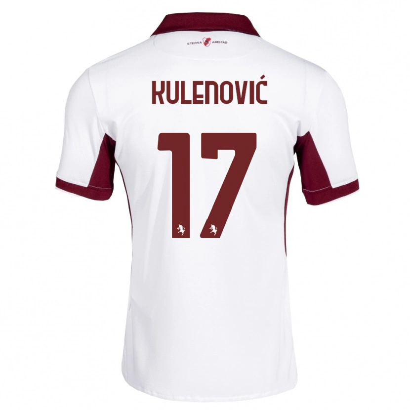 Danxen Criança Camisola Sandro Kulenović #17 Bordô Branco Vermelho Alternativa 2026/27 Camisa