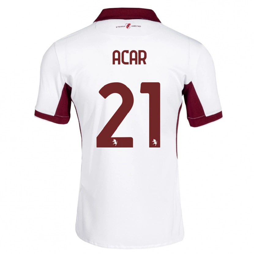 Danxen Criança Camisola Emirhan Acar #21 Bordô Branco Vermelho Alternativa 2026/27 Camisa