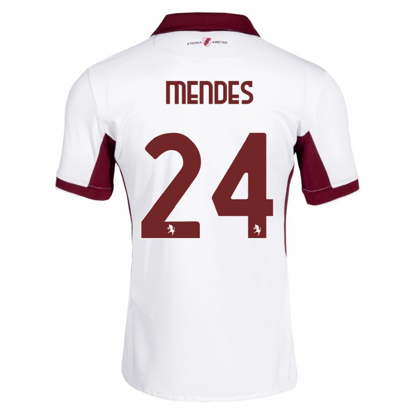 Danxen Criança Camisola Rodrigo Mendes #24 Bordô Branco Vermelho Alternativa 2026/27 Camisa