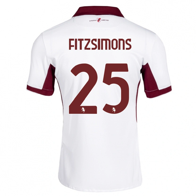 Danxen Criança Camisola Luke Fitzsimons #25 Bordô Branco Vermelho Alternativa 2026/27 Camisa