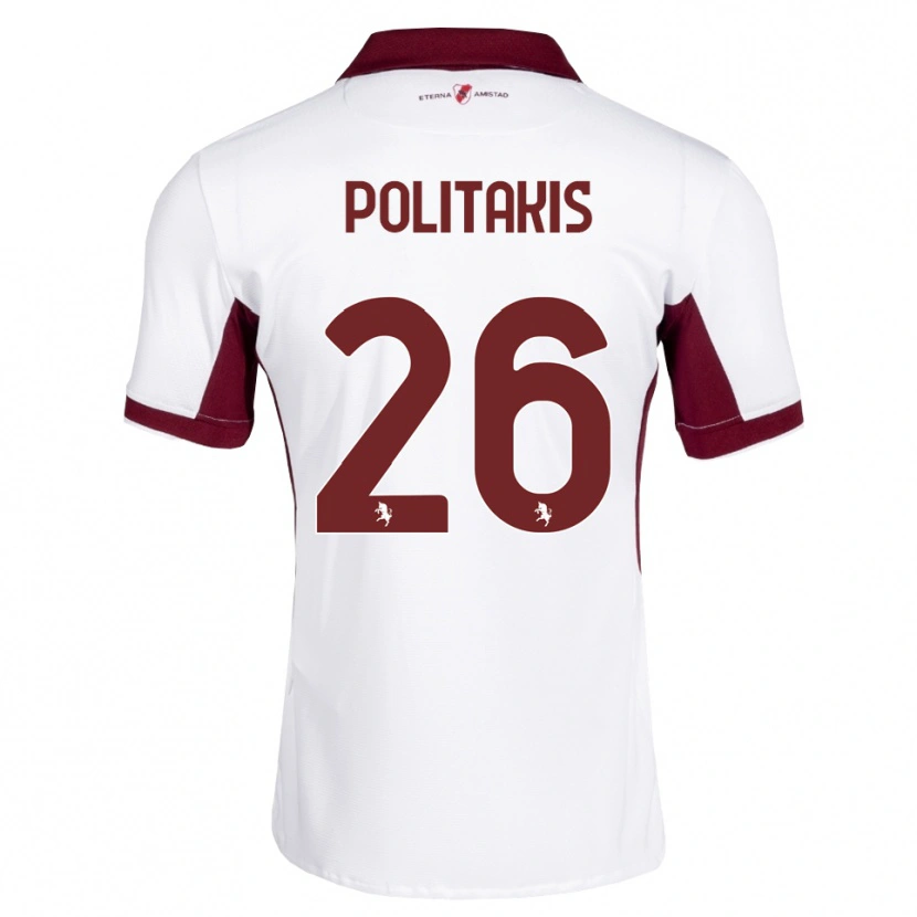 Danxen Criança Camisola Grigorios Politakis #26 Bordô Branco Vermelho Alternativa 2026/27 Camisa