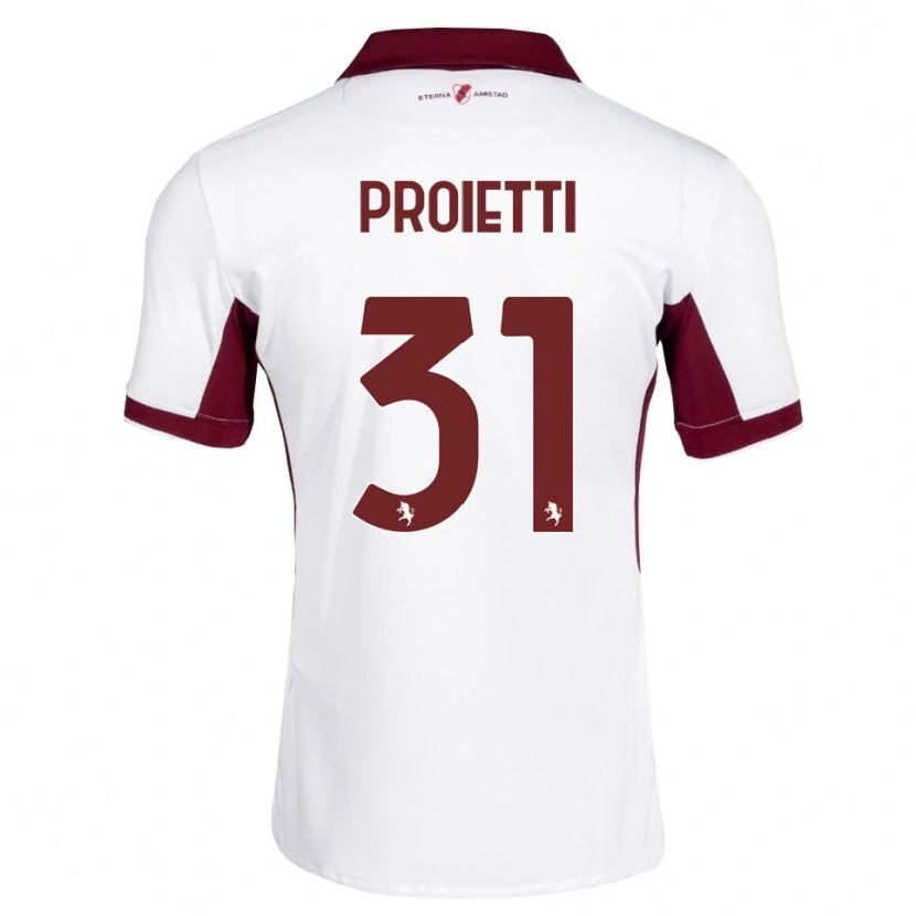 Danxen Criança Camisola Riccardo Proietti #31 Bordô Branco Vermelho Alternativa 2026/27 Camisa