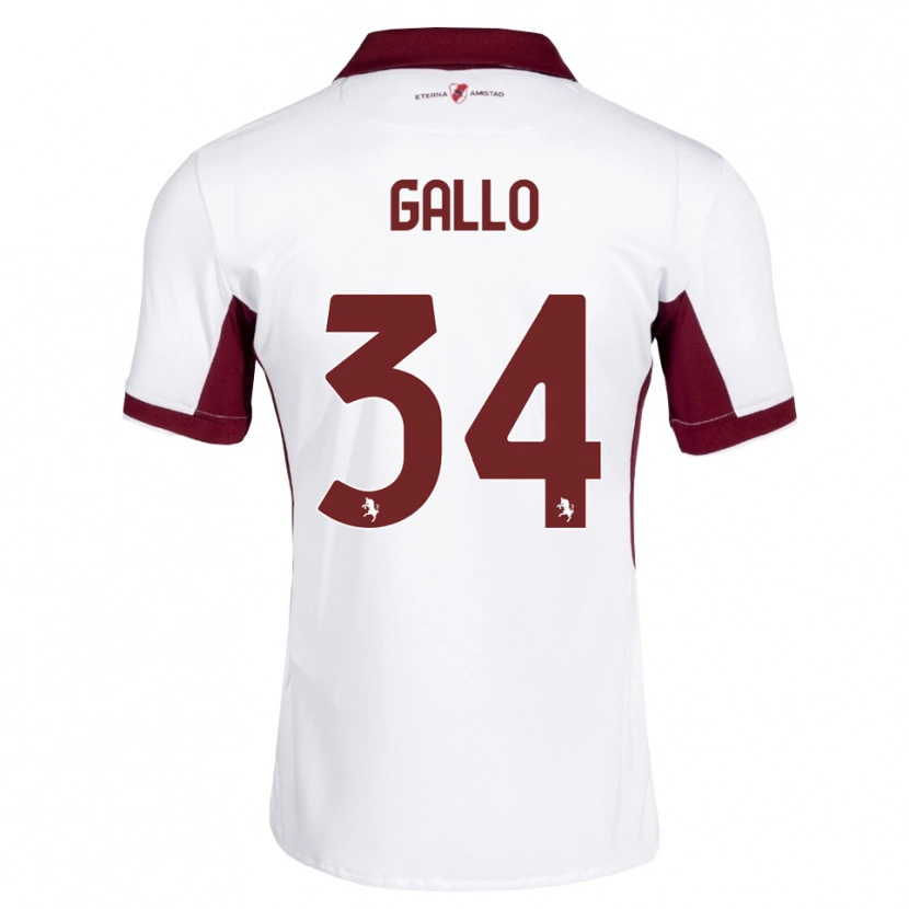 Danxen Criança Camisola Tommaso Gallo #34 Bordô Branco Vermelho Alternativa 2026/27 Camisa