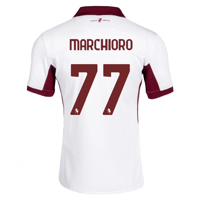 Danxen Criança Camisola Raffaele Marchioro #77 Bordô Branco Vermelho Alternativa 2026/27 Camisa