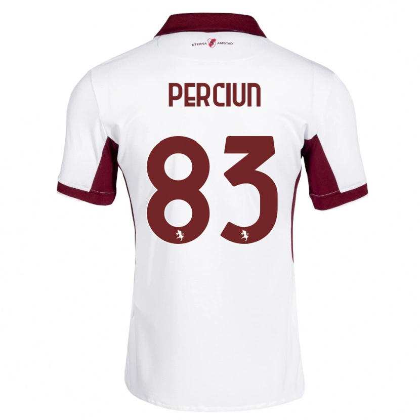Danxen Criança Camisola Sergiu Perciun #83 Bordô Branco Vermelho Alternativa 2026/27 Camisa