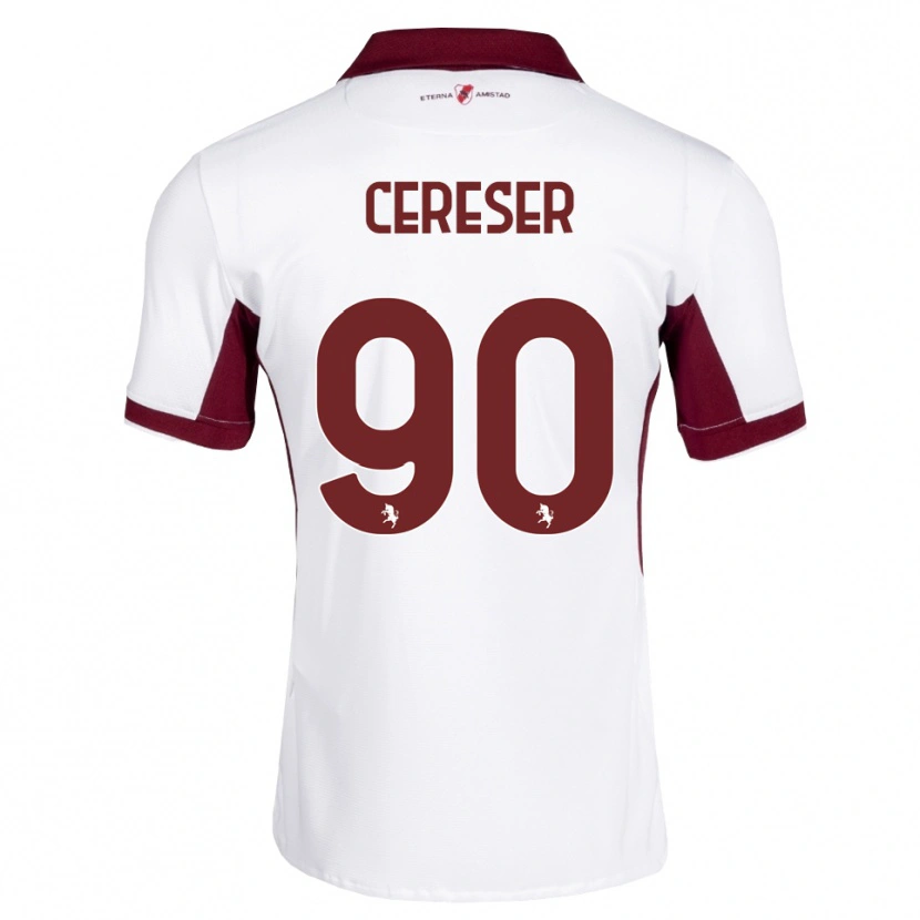 Danxen Criança Camisola Francesco Cereser #90 Bordô Branco Vermelho Alternativa 2026/27 Camisa