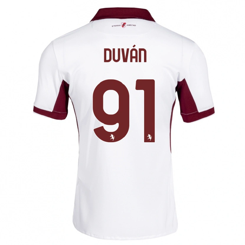 Danxen Criança Camisola Duván Zapata #91 Bordô Branco Vermelho Alternativa 2026/27 Camisa