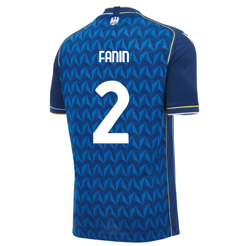 Danxen Criança Camisola Alessandro Fanin #2 Azul Real Branco Azul Alternativa 2026/27 Camisa