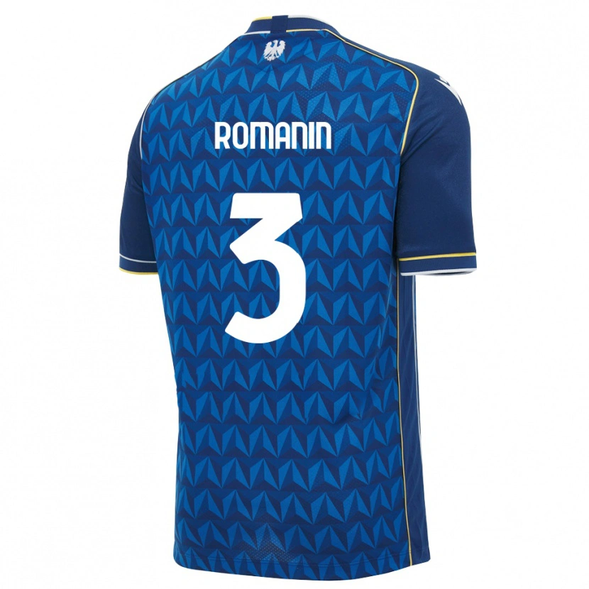 Danxen Criança Camisola Mattia Romanin #3 Azul Real Branco Azul Alternativa 2026/27 Camisa