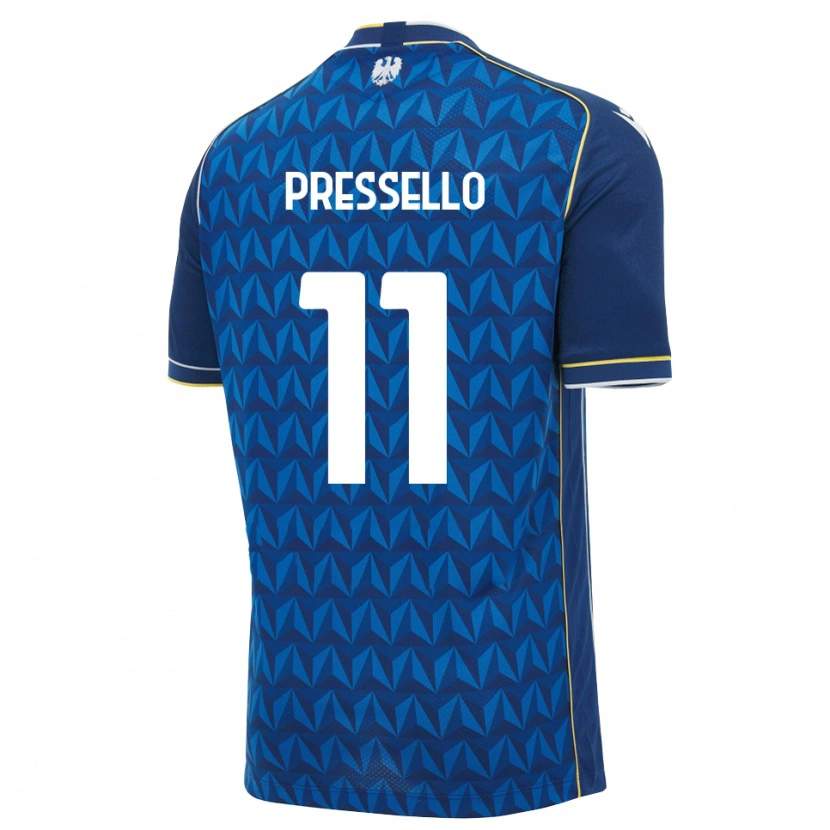 Danxen Criança Camisola Matteo Pressello #11 Azul Real Branco Azul Alternativa 2026/27 Camisa