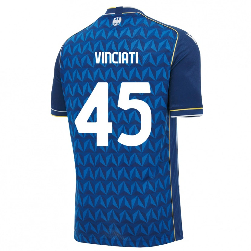 Danxen Criança Camisola Giulio Vinciati #45 Azul Real Branco Azul Alternativa 2026/27 Camisa