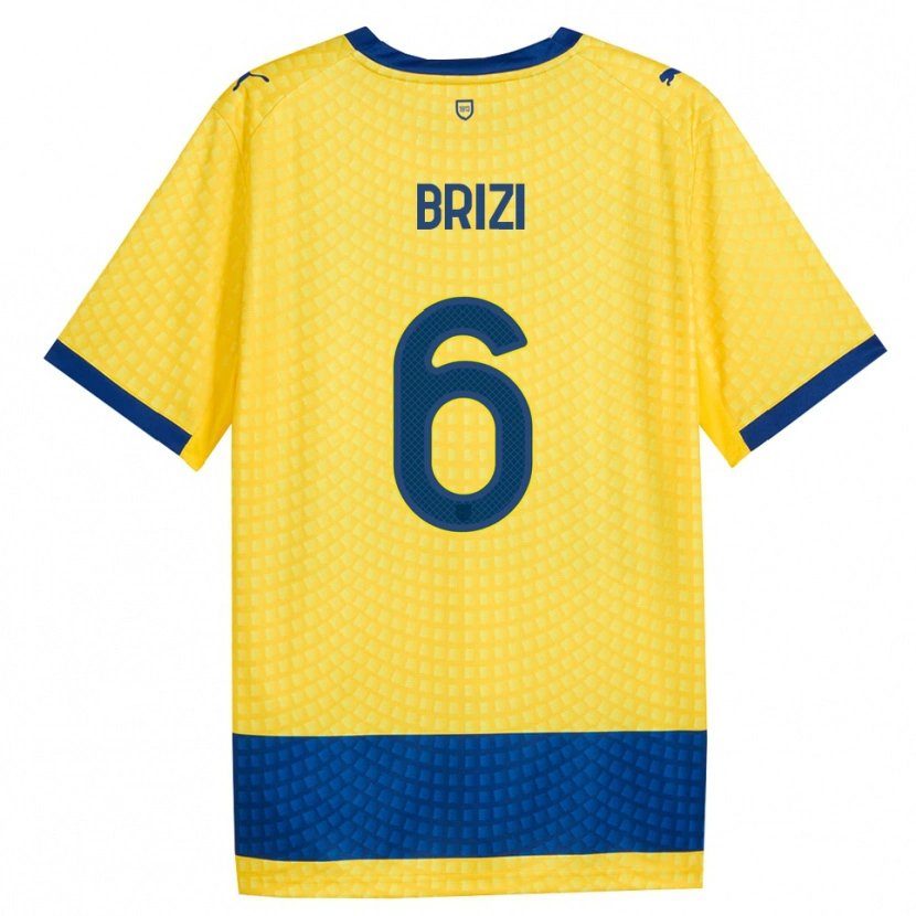 Danxen Criança Camisola Andrea Brizi #6 Amarelo Azul Preto Alternativa 2026/27 Camisa