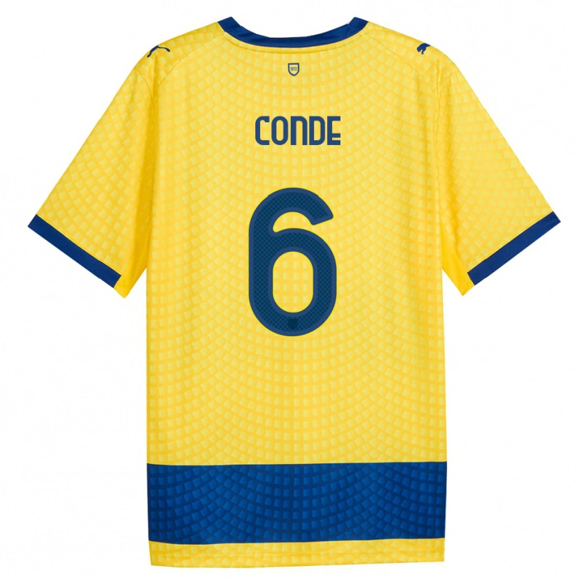 Danxen Criança Camisola Bernardo Conde #6 Amarelo Azul Preto Alternativa 2026/27 Camisa