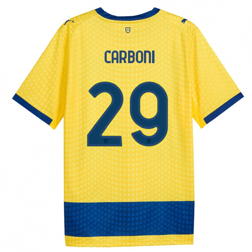 Danxen Criança Camisola Franco Carboni #29 Amarelo Azul Preto Alternativa 2026/27 Camisa