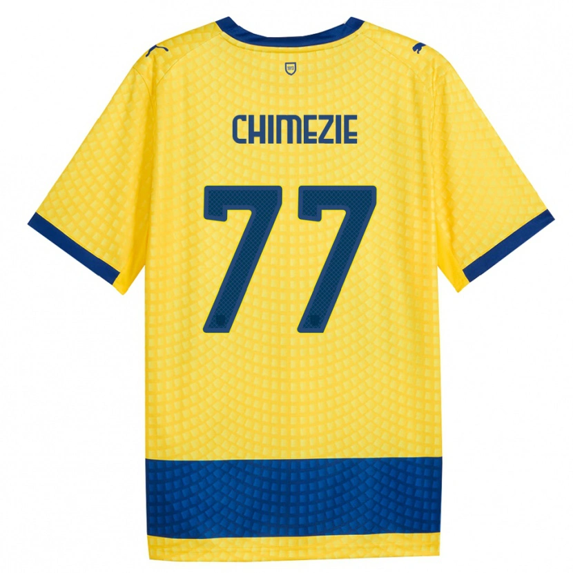 Danxen Criança Camisola Giorgio Chimezie #77 Amarelo Azul Preto Alternativa 2026/27 Camisa