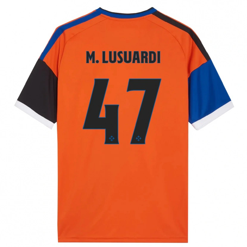 Danxen Criança Camisola Mateus Lusuardi #47 Laranja Azul Preto Branco Alternativa 2026/27 Camisa