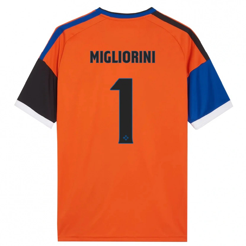 Danxen Criança Camisola Niccolò Migliorini #1 Laranja Azul Preto Branco Alternativa 2026/27 Camisa