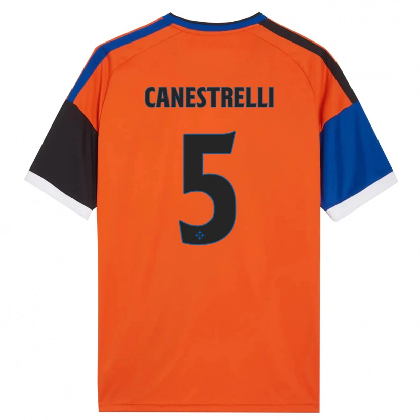 Danxen Criança Camisola Simone Canestrelli #5 Laranja Azul Preto Branco Alternativa 2026/27 Camisa
