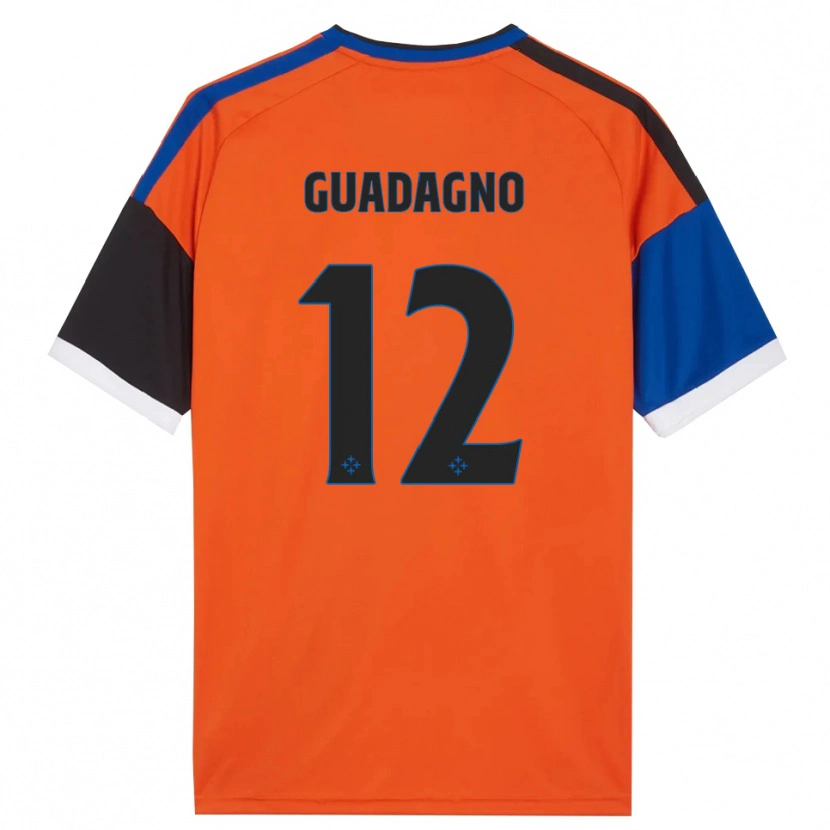 Danxen Criança Camisola Johan Guadagno #12 Laranja Azul Preto Branco Alternativa 2026/27 Camisa