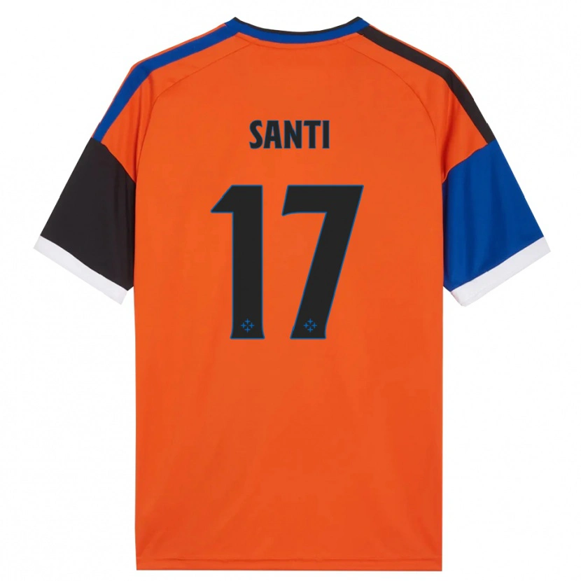Danxen Criança Camisola Edoardo Santi #17 Laranja Azul Preto Branco Alternativa 2026/27 Camisa
