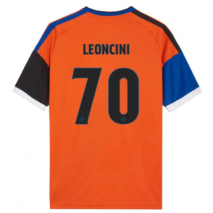 Danxen Criança Camisola Mattia Leoncini #70 Laranja Azul Preto Branco Alternativa 2026/27 Camisa