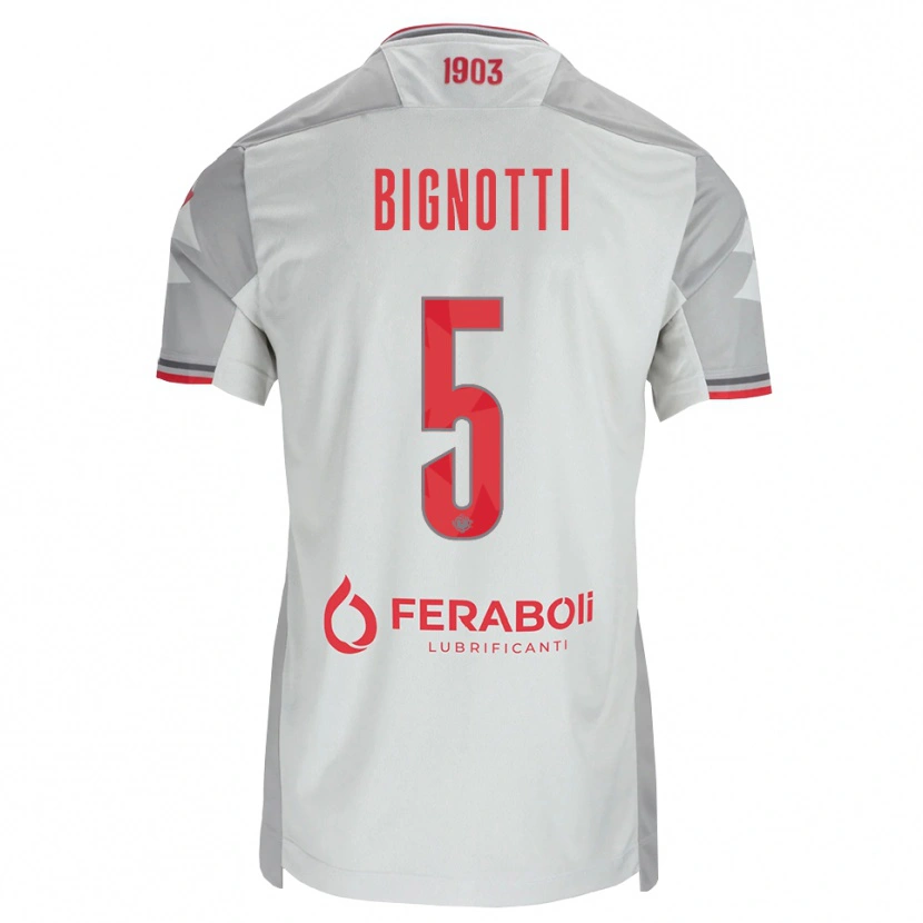 Danxen Criança Camisola Francesco Bignotti #5 Cinza Branco Vermelho Alternativa 2026/27 Camisa