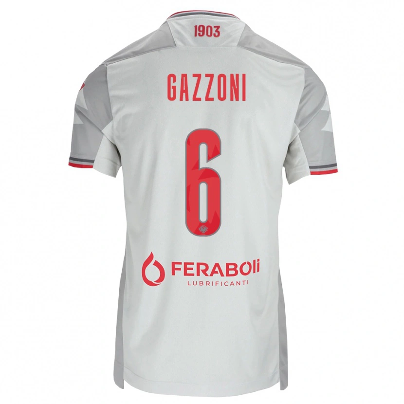 Danxen Criança Camisola Matteo Gazzoni #6 Cinza Branco Vermelho Alternativa 2026/27 Camisa