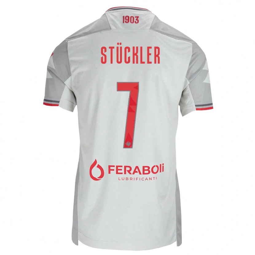 Danxen Criança Camisola David Stückler #7 Cinza Branco Vermelho Alternativa 2026/27 Camisa